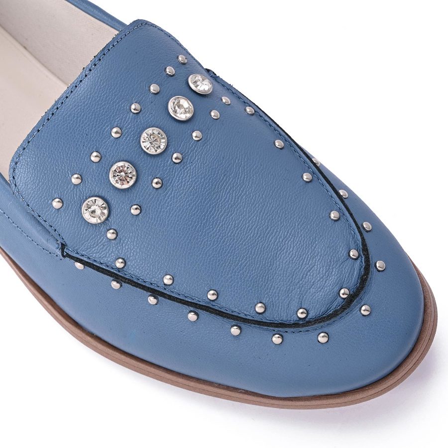 LEATHER FLAT MOCASSIM  WITH STUDS