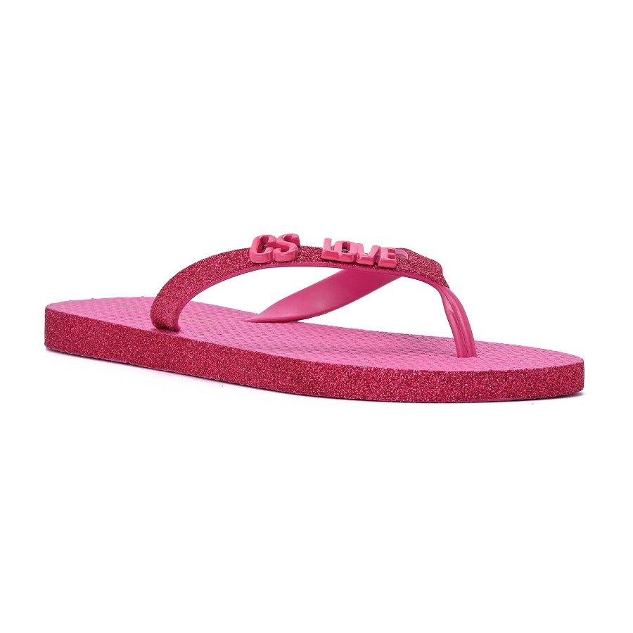 PINK FLIP FLOPS WITH METAL LETTERS