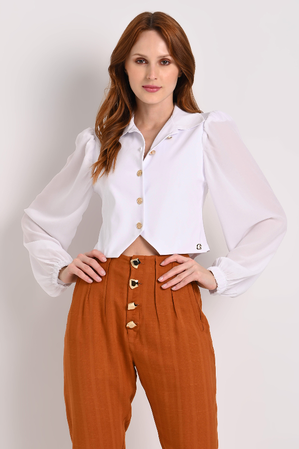 CAMISA JUSTA MANGA AMPLIA