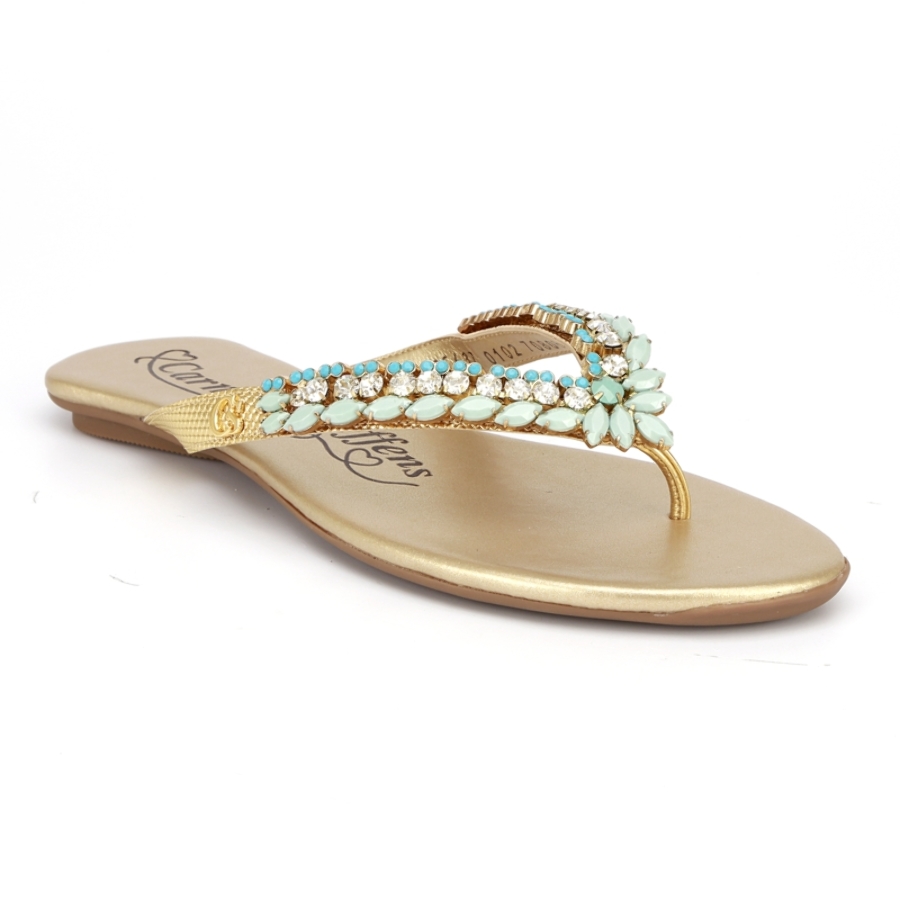 SANDALIAS DORADAS CON PIEDRAS | Carmen Steffens Panamá