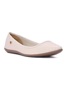 OFF WHITE POINTED TOE FLAT BALLERINA front