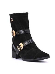 BOTA CORTA NEGRA CON HEBILLAS DESMONTABLES front