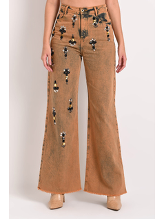 JEAN WIDE LEG CRYSTAL BROWN front